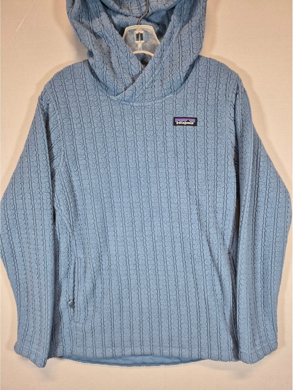 Patagonia Cable Capra Hoody Womens Medium Blue Fleece Pullover Hoodie